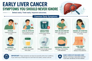 Early liver cancer symptoms infographic